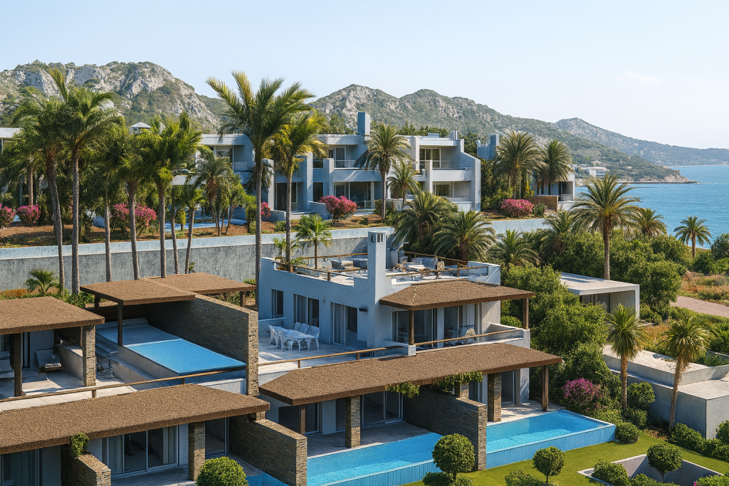 Bahamas Homes apartamentų kompleksas Bahčeli, Šiaurės Kipre, su vaizdu į Viduržemio jūrą